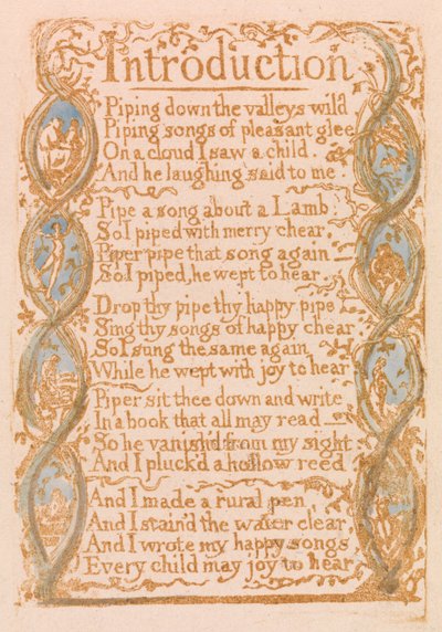 Songs of Innocence, Plate 3, Introduction (Bentley 4) by William Blake